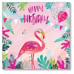 Flamingo Party Birthday Single Card-0