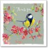 Great Tit On Quince Blossom Thank You Single Card-0