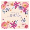 Pink birthday card with floral illustration and the text 'With love on your Birthday'.