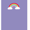 A purple card with an illustration of a colourful rainbow on the front.