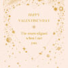Valentine's Day card. A heart surrounded by stars, planets and comets. The text reads Happy Valentine's Day. The stars aligned when I met you.