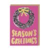 Season's Greetings Wreath Single Christmas Card-0