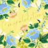 Yellow card with blue, pink and white flowers, and bees and butterflies. Text reads Congratulations.