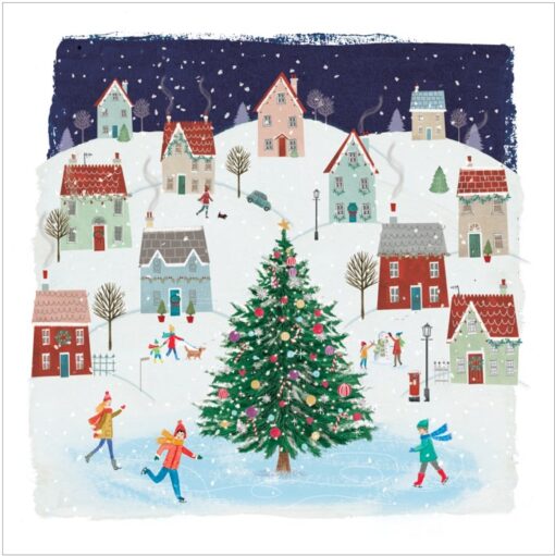 Moonlit Skating - Cancer Research UK Charity Christmas Cards - Pack of 10-0