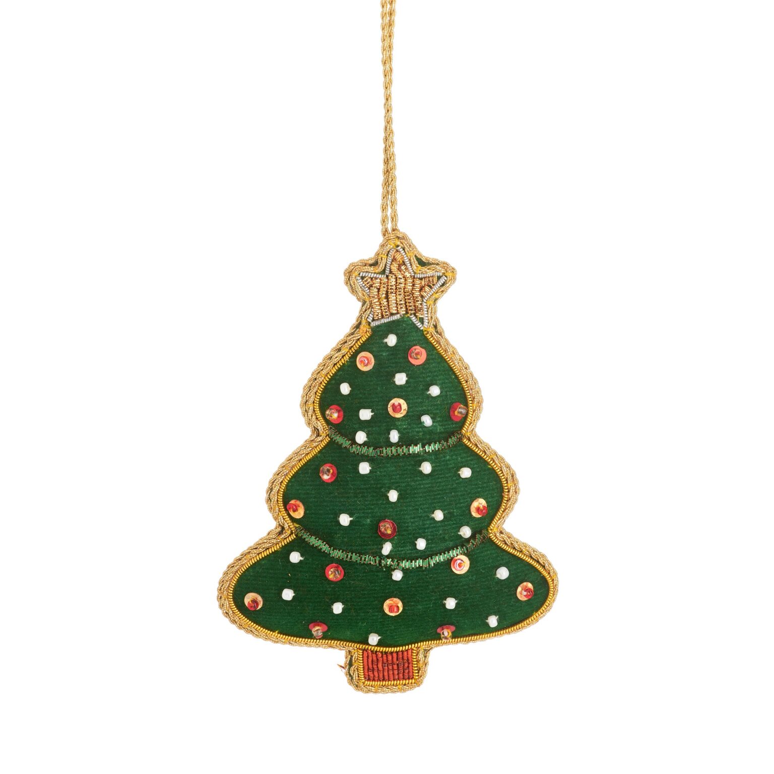 Hand Embroidered Christmas Tree Zari Decoration-0