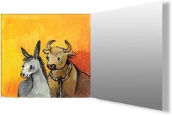 Example of image inside the advent calendar. This image shows a donkey and a cow.