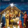 Square advent calendar with an image of the nativity scene.