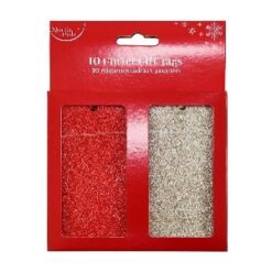 10 Red and Gold Glitter Gift Tags (FSC)-10741