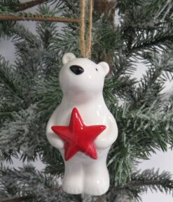 Polar Bear and Red Star Tree Decoration-0