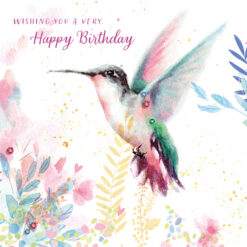 Rainbow Hummingbird Birthday Single Card-0