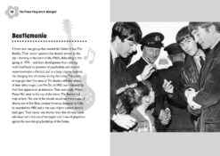 Excerpt from the book 'A childhood in the 60s'. Page title is 'The Times They Are A-Changin' and the header text is 'Beatlemania'. The text is all about The Beatles and the image on the right shows a young girl meeting The Beatles.