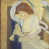Pastel coloured image of an Angel playing a flageolet.