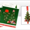 Image of a pop out Christmas Tree Hanging Decoration. The green tree has Union Jack decorations and star. Presents under the tree are wrapped in blue, white and red. The tree sits in a red bucket. The decoration has a red ribbon with the text 'Best of Bri