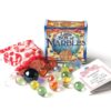 Little box of marbles from House of Marbles. Colourful marbles with a red and white canvas bag. Booklet with ideas for games to play with the marbles.