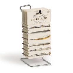 Fabulously Flat Paper Pens. Tear off and keep a pen in your book, pocket or bag. Six paper pens in different designs including calligraphy pens and feather pens.