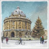Oxford's iconic Bodleian Library in the snow.