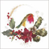 Robin in the Poinsettia Wreath - Make a Wish Foundation Charity Christmas Cards - Pack of 10-0