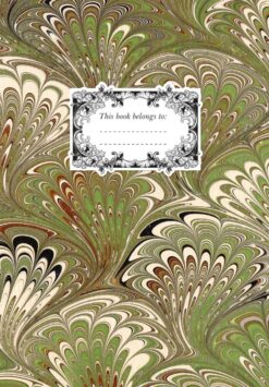 Gift wrap for books with a green and white marbled design. Label on the front reads 'This book belongs to...' with space to add your own text.