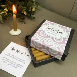 Lovely Mum Mini Candle Gift Set. Set of mini beeswax candles with candle holder.