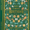 Book style birthday card with the text Have a Novel Birthday, Enjoy your Special day! on the front of the card. The card is illustrated with ornate flowers and it has a gold foil finish.