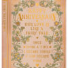Book shaped card featuring the text Happy Anniversary, Our Love is Like A Fairy Tale, Once upon a time I became yours and you became mine. The card is pink with floral decorations and gold hearts.