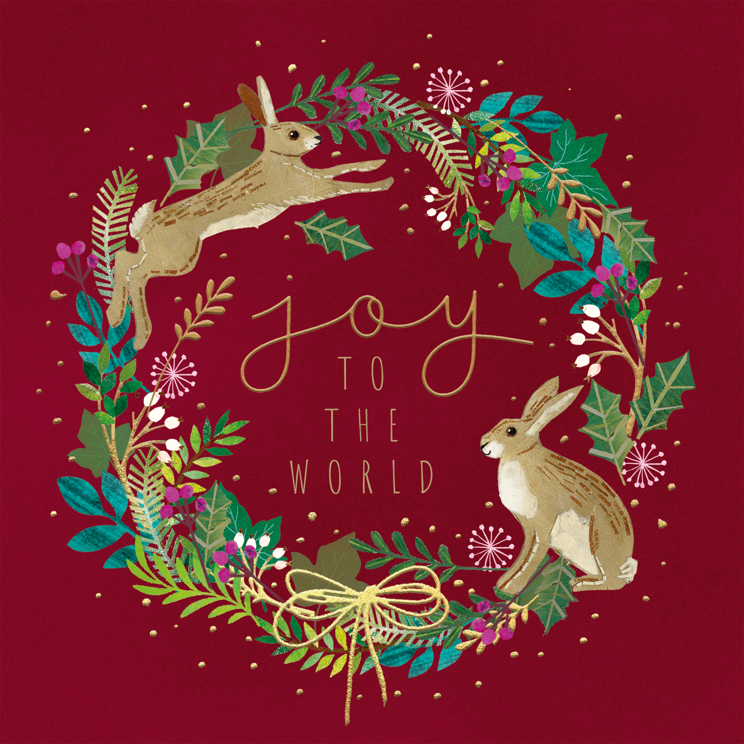 Joy To The World – Set Di 20 Biglietti Di Auguri Natalizi Con Busta – Formato Piccolo 9x13 Cm – Gatto E Scoiattolo Sull'Albero