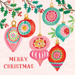 Vintage Christmas Baubles - Asthma + Lung UK Charity Christmas Cards - Pack of 10