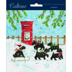 Christmas Postbox with Scottie Dogs Advent Calendar Card