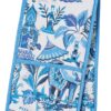 Double oven glove in bright blue indian inspired design.