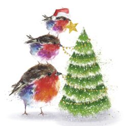 Robins Decorating the Tree - Charlie Waller Trust  Charity Christmas Cards - Pack of 10