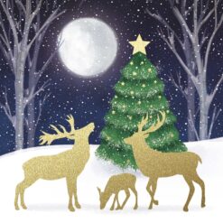 Golden Deer in the Forest - World Wildlife Fund Charity Christmas Cards - Pack of 10