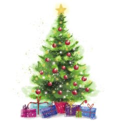 Gifts Under The Watercolour Tree - Carers UK Charity Christmas Cards - Pack of 10