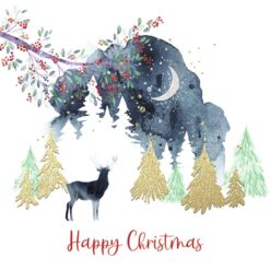 Stag Silhouette -  Cancer Research UK Charity Christmas Cards - Pack of 10