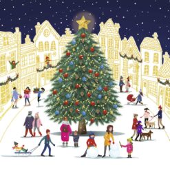 Gingerbread Houses Around The Tree - Brain Tumour Research Charity Christmas Cards - Pack of 10