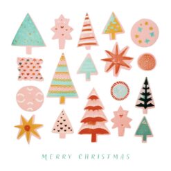 Cut Out Colourful Trees - Epilepsy Action Charity Christmas Cards - Pack of 10