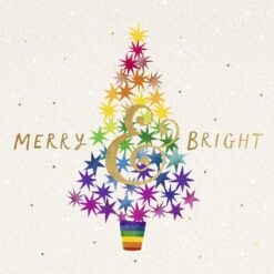 Merry and Bright Rainbow Tree - Lymphoma Action Charity Christmas Cards - Pack of 10