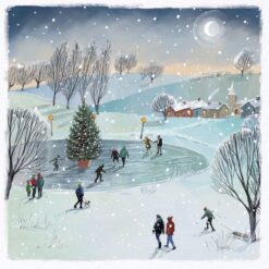 Fun at the Frozen Village Pond - MS Society Charity Christmas Cards - Pack of 10