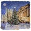 Charity Christmas card featuring an illustration of Bath Cathedral on a snowy day.