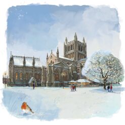 Hereford Cathedral in the Snow - Cards For Good Causes Charity Christmas Cards - Pack of 10