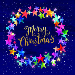 Rainbow Star Wreath - Make-A-Wish UK Charity Christmas Cards - Pack of 10