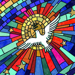 Rainbow Stained Glass Dove -  MIND Charity Christmas Cards - Pack of 10