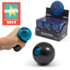 A black ball with a blue ball inside which pushes out when the ball is squeezed.