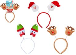 A selection of Christmas head bopper headbands including reindeers, Santa and Snowmen.