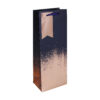 Bottle Bag in Navy and copper with copper gift tag attached.