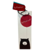 White bottle gift bag with illustration of a black bear holding a red balloon.