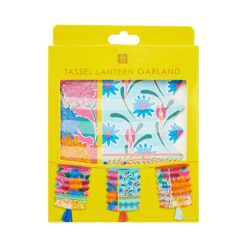 Yellow packet containing colourful boho tassel garland.