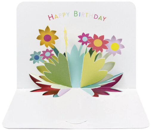 Greeting card with a pop out bunch of flowers.