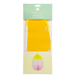 Packet containing a flat packed pastel ombre honeycomb egg.