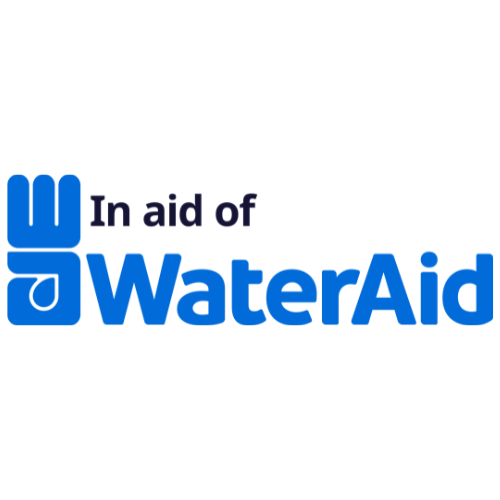 Blue logo for charity WaterAid.