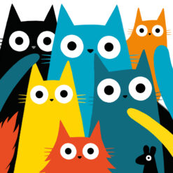 Multi colour Cats Single Card